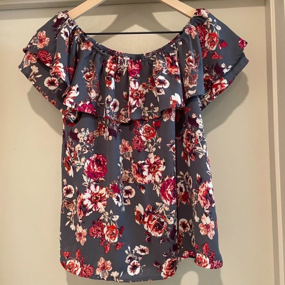 XHILARATION Floral Off The Shoulder Flowy Blouse size S - Picture 1 of 4